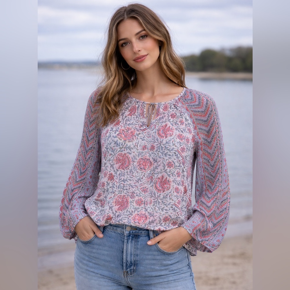 Lucky Brand Boho Style Blouse Size Medium